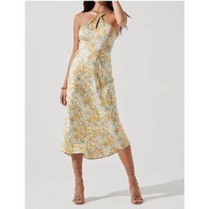 Like New ASTR The Label Floral Halter Neck Midi Dress Medium